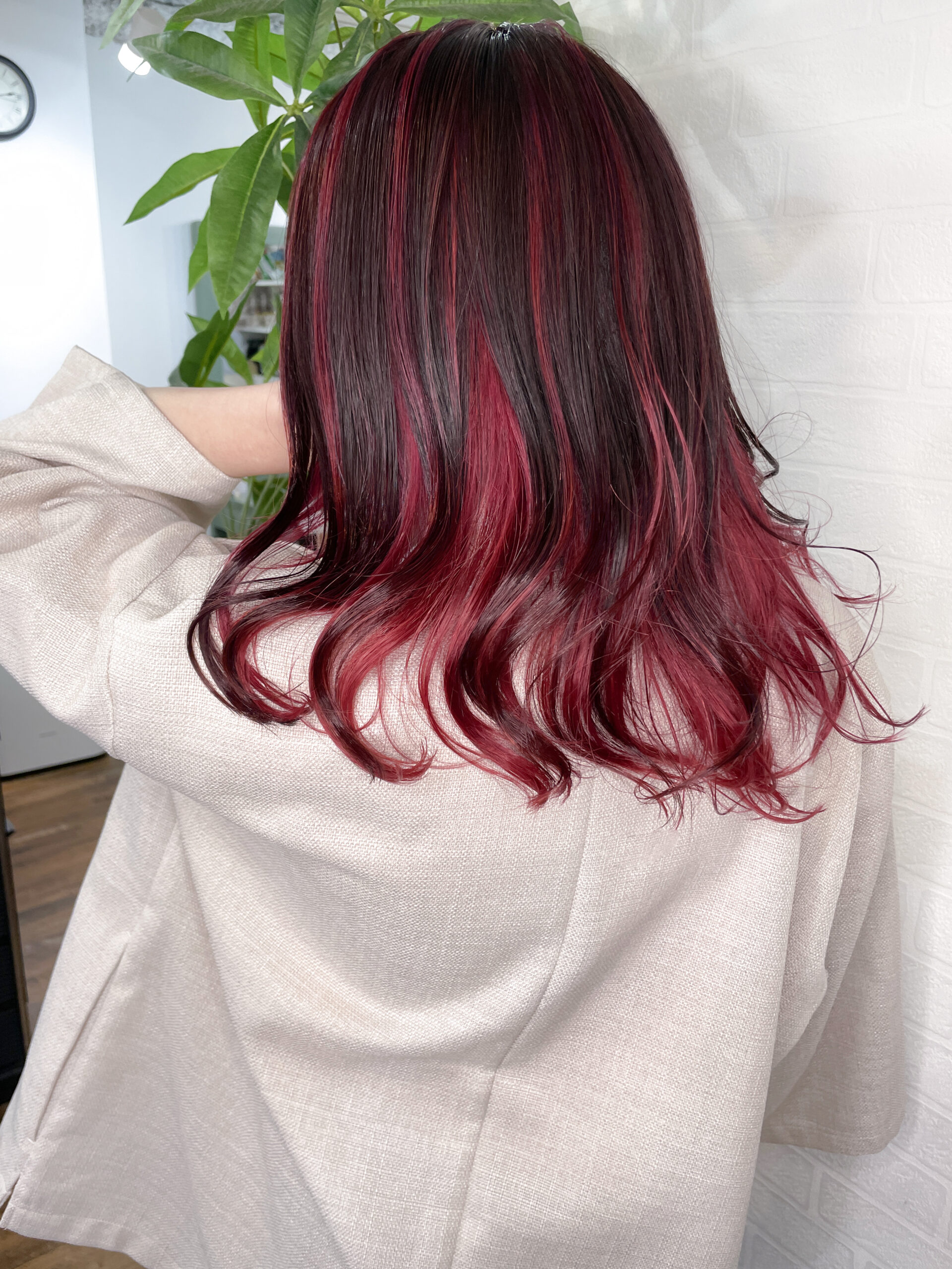 ハイライト　チェリーレッド　インナーカラー