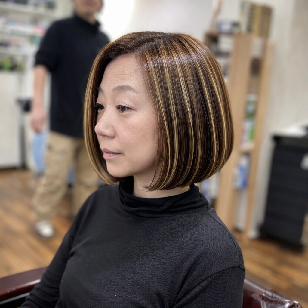 ハイライトが入ったボブスタイルが得意な美容室は中野坂上にあるサロンRe:ta Hair【リタヘア】